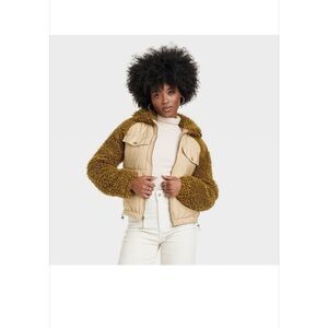 M medium Stylish Tan and Brown Teddy Women's Jacket